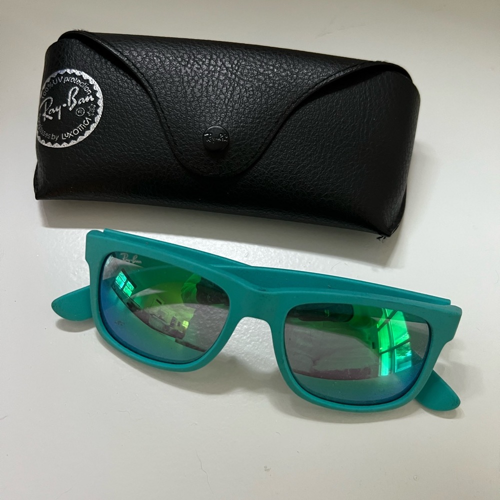 Ray-Ban Justin RB4165 6090/3R 51 16 2N Turquoise Blue & Ray-Ban Case
